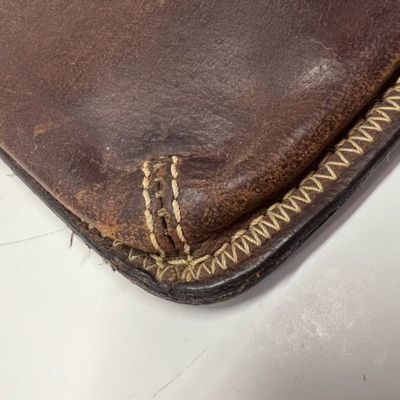 Distressed Fossil Leather Zipper Pouch Purse Wallet 54 Factory Machines 51248 - Picture 7 of 11